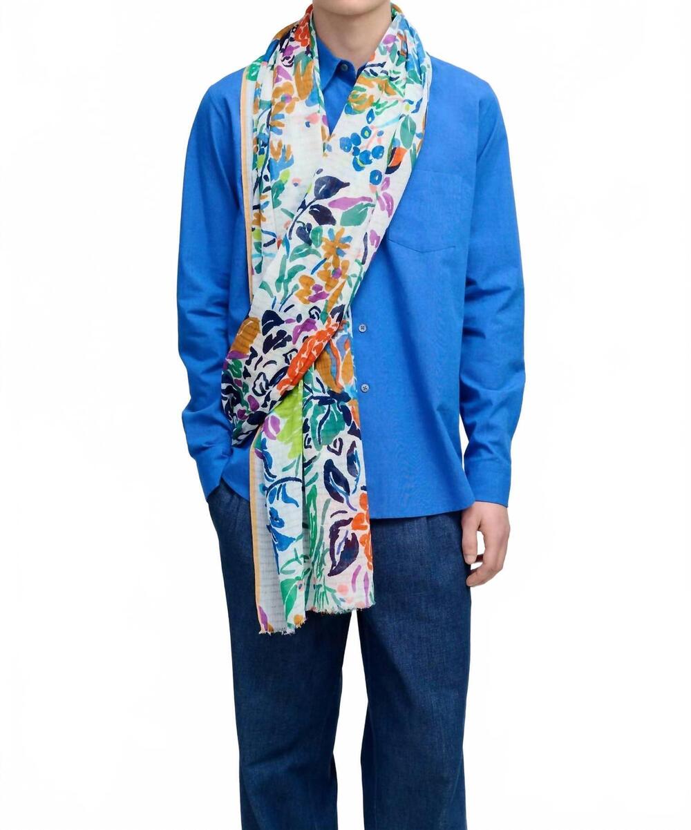 NEW EPICE floral cotton scarf in capri